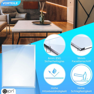 bijon Glasplatte Tisch ESG Sicherheitsglas Rechteck - Für Esstisch, Couchtisch, Gartentisch, Schreib