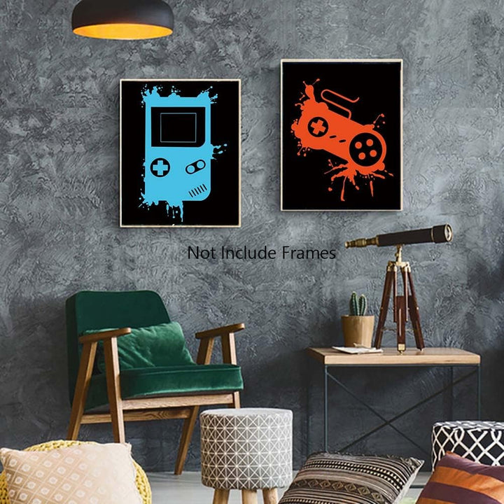 ANHUIB Videospiel-Kunstdruck, Aquarell-Gaming-Themen-Poster, 4er-Set (20,3 x 25,4 cm, ungerahmt), pe