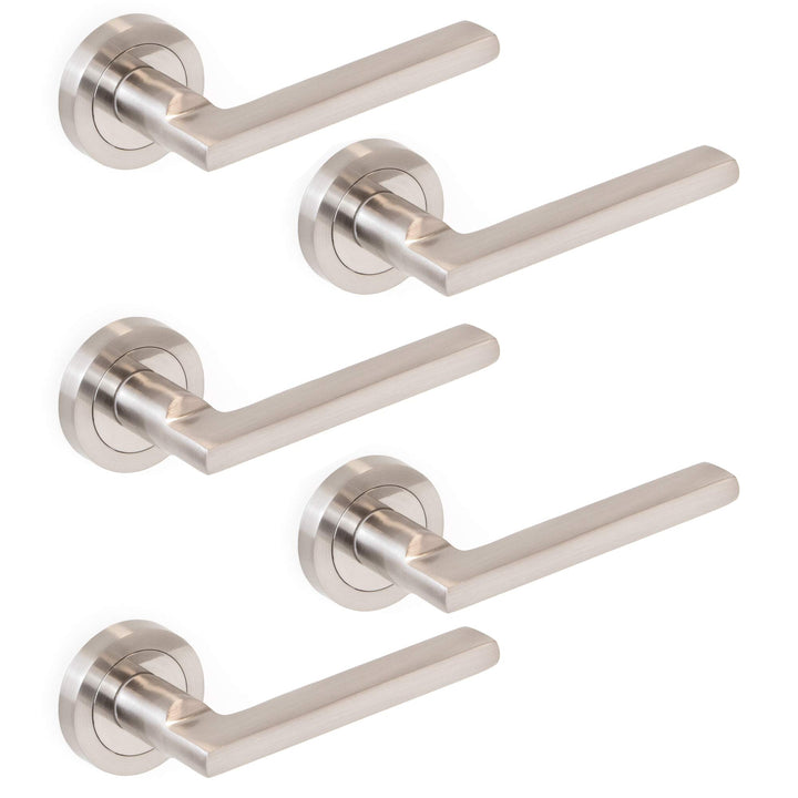 Emuca - Türgriffe für Innenttüren, 5-fach Türgriff-Set mit Rosetten für Zimmertüren D.50 mm, Alumini