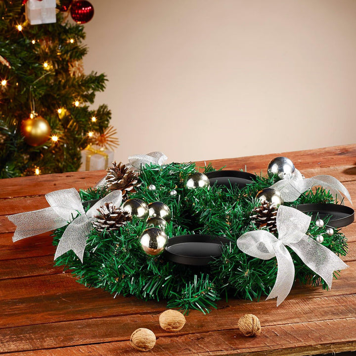 Britesta Adventskranz Deko: Adventskranz mit silberfarbenem Schmuck, Ø 30 cm (weihnachtskranzdeko, W