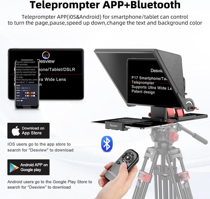 Desview P15 Aluminiumlegierung Hebbarer Teleprompter, 15 Zoll Prompter für iPad Tablet Smartphone DS