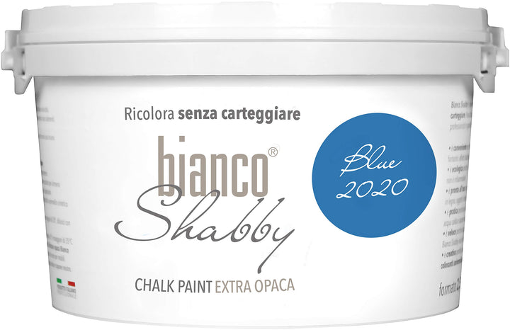 bianco Shabby® Blue 2020 Kreidefarbe Wasserbasis für Alle Oberflächen einfach zu verarbeiten ohne sc