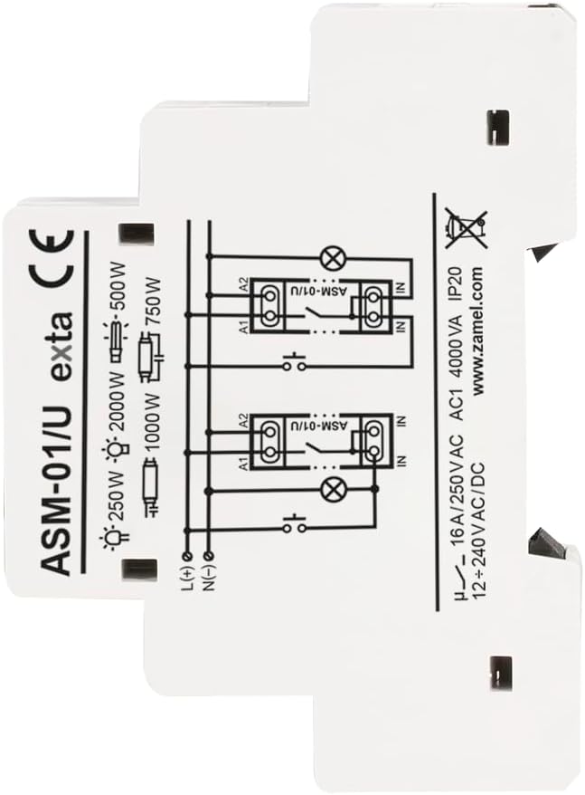 Zamel ASM-01/U Treppenlichtzeitschalter Hutschiene 12 V, 24 V, 230V