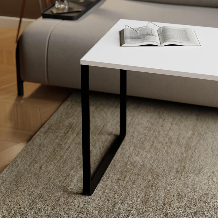 AKKE Couchtisch Wohnzimmertisch Beistelltisch Mit Metallbeinen Laminierte Platte Höhe 55cm Tisch Für