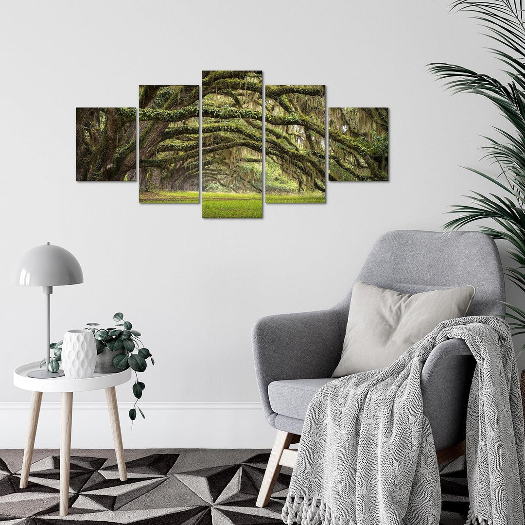 Runa Art Wandbilder Wald Landschaft 5 Teilig Bild auf Vlies Leinwand Deko Schlafzimmer Wohnzimmer Na