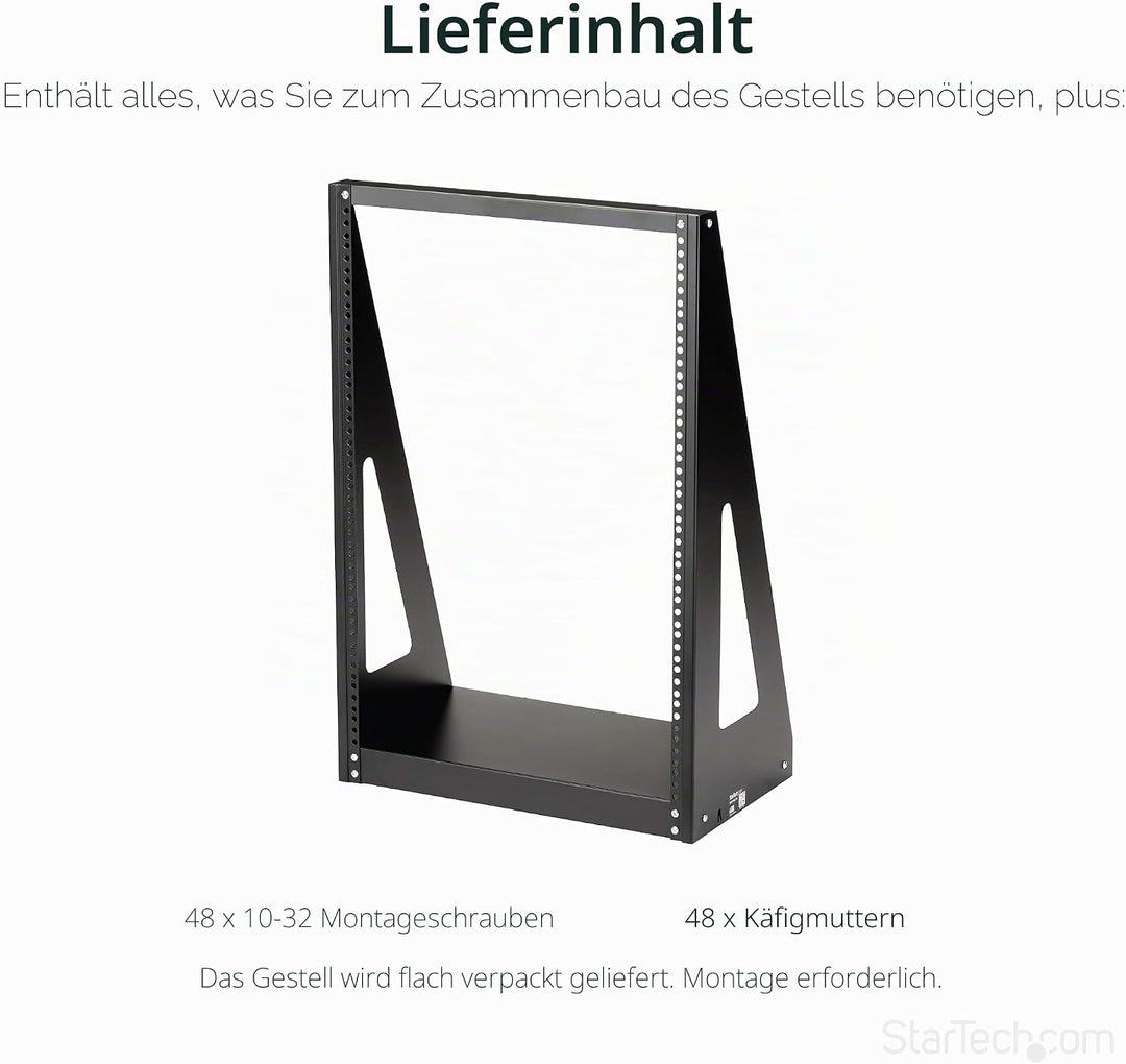 StarTech.com 2 Post Server Rack - Open Rack - Audio-Video-Rack - Laborgestell - Offener Serverschran