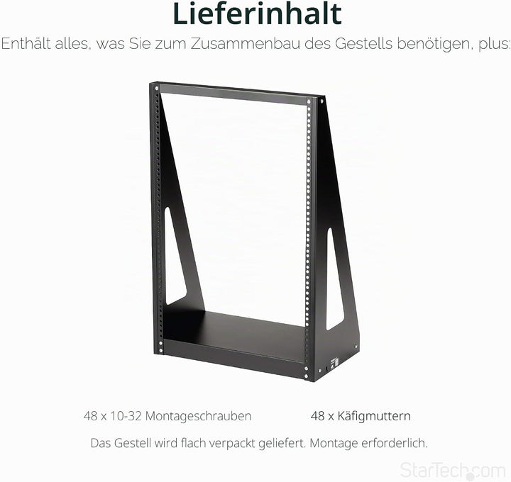 StarTech.com 2 Post Server Rack - Open Rack - Audio-Video-Rack - Laborgestell - Offener Serverschran