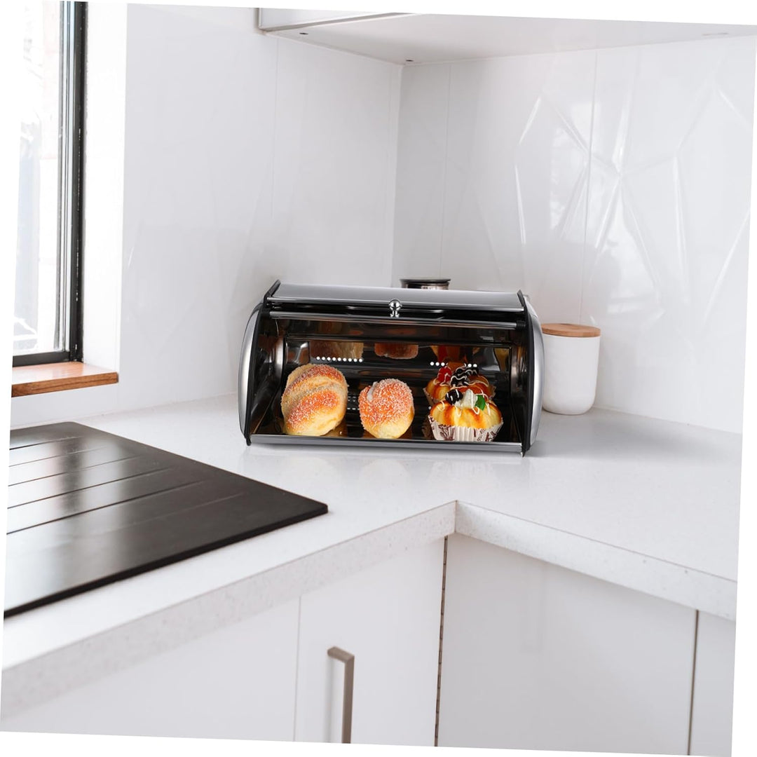 TOPBATHY Home Andenkenbox Edelstahl Brotbox mit Rolldeckel Küche Brot Aufbewahrungsbehälter Behälter