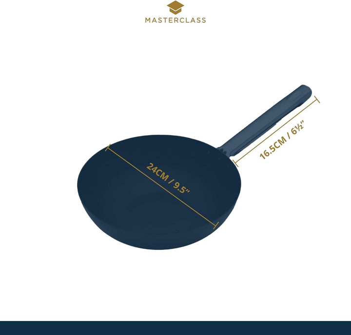 Master Class Induktionstauglicher Professional Carbon-Antihaft-Wok, Stahl, Schwarz, 24 cm, 42.2 x 24