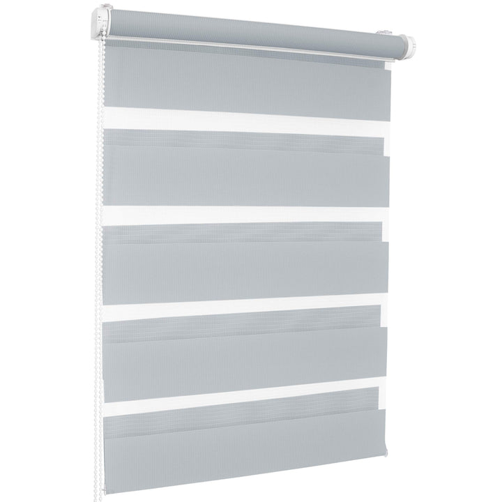 ROLLMAXXX Duo-rollo Doppelrollo Klemmfix ohne Bohren (100 x 220 cm, Hellgrau) 100 x 220 cm Hellgrau,