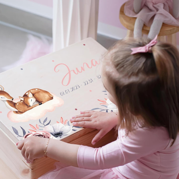 KIDSMOOD - Erinnerungsbox Baby, personalisierte Holzkiste mit Deckel, Ideal zur Aufbewahrung von Eri