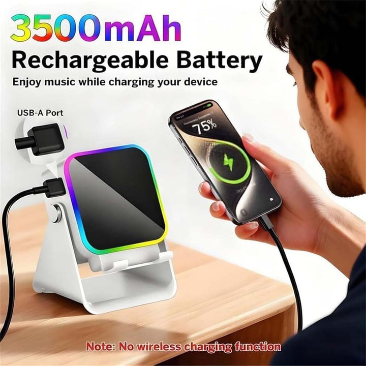 5-in-1 kabelloser Induktionslautsprecher mit verstellbarer Handyhalterung, 3500 mAh wiederaufladbare