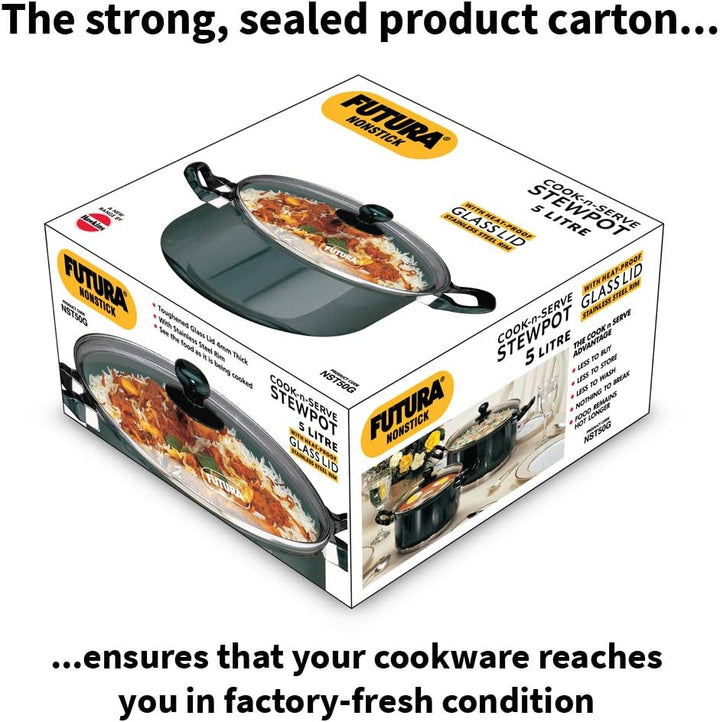 Hawkins Futura Non-Stick Stewpot with Glass Lid, 5 Litres