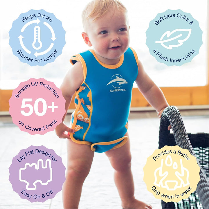 Konfidence Unisex Baby Babywarma Neoprenanzug Mia 0-6 Monate 0 - 6 Monate Blau (Nautical Wave), 0 -