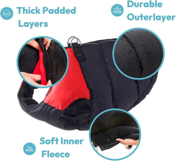 Gooby - Gepolsterte Weste, Hundejacke, Mantel, Pullover mit Reissverschluss und Leinen-Ring, blau, G