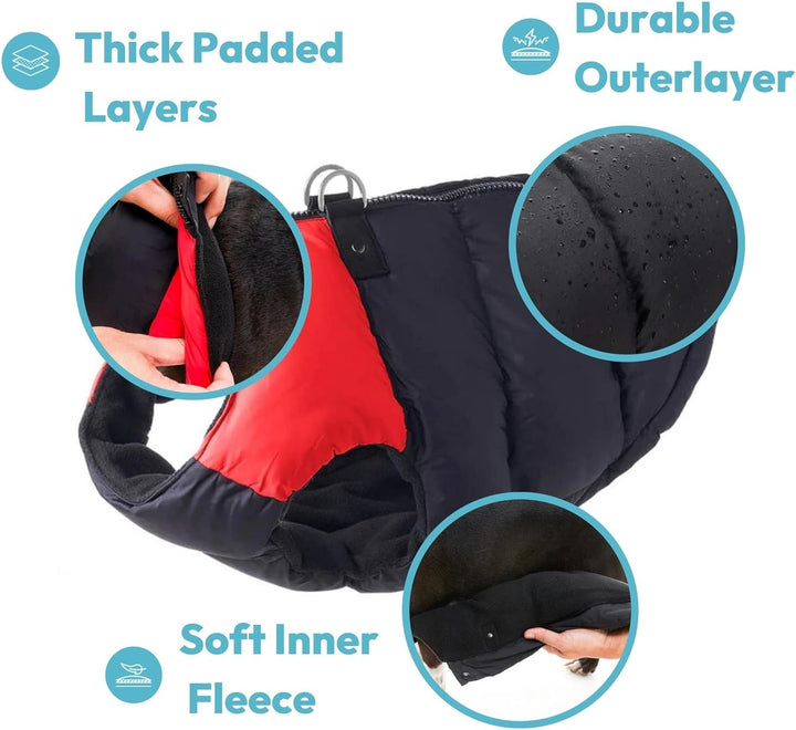 Gooby - Gepolsterte Weste, Hundejacke, Mantel, Pullover mit Reissverschluss und Leinen-Ring, blau, G