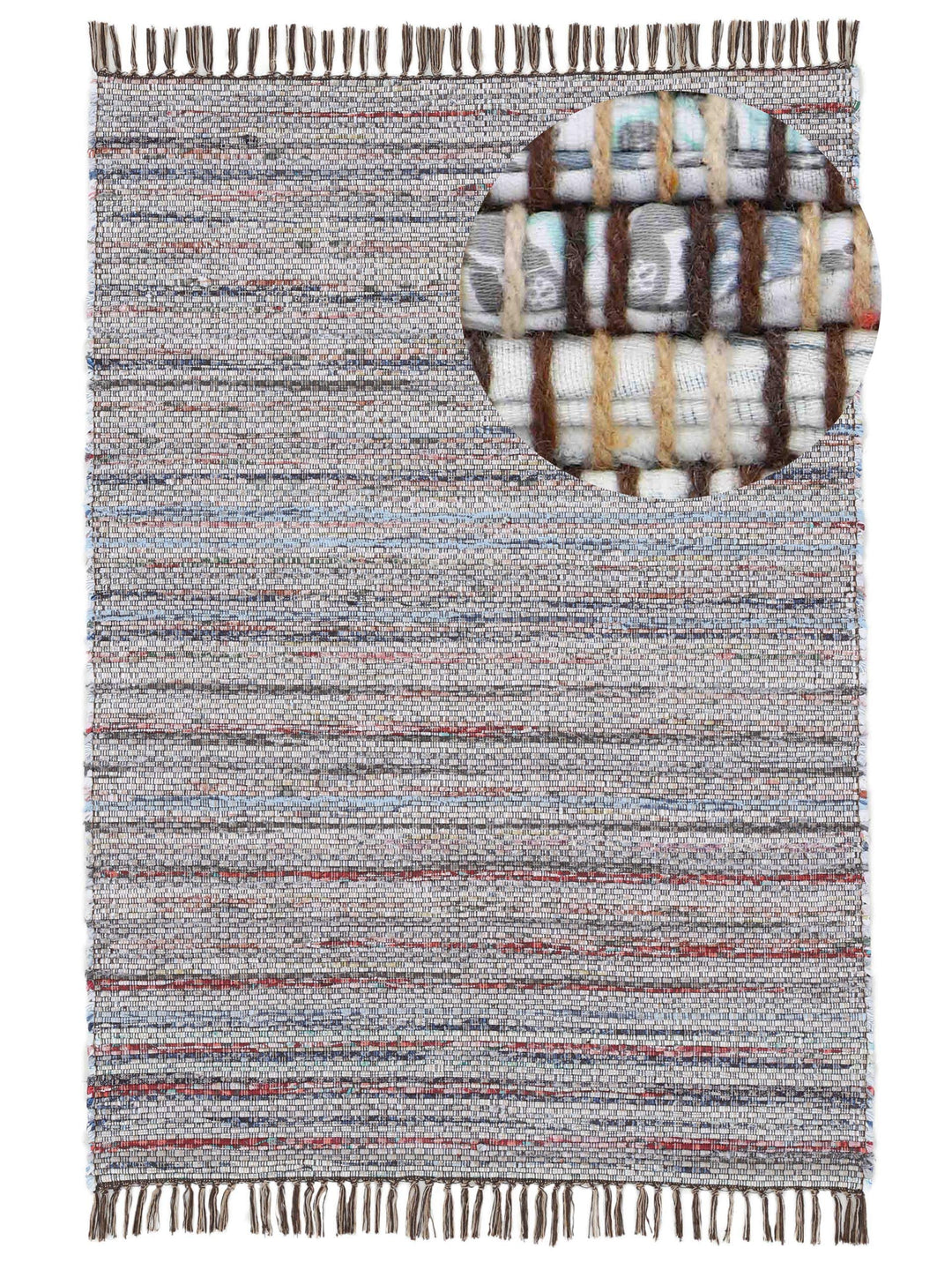 carpetfine Flachgewebeteppich Kelim Chindi Braun 60x110 cm | Moderner Teppich für Wohn- und Schlafzi
