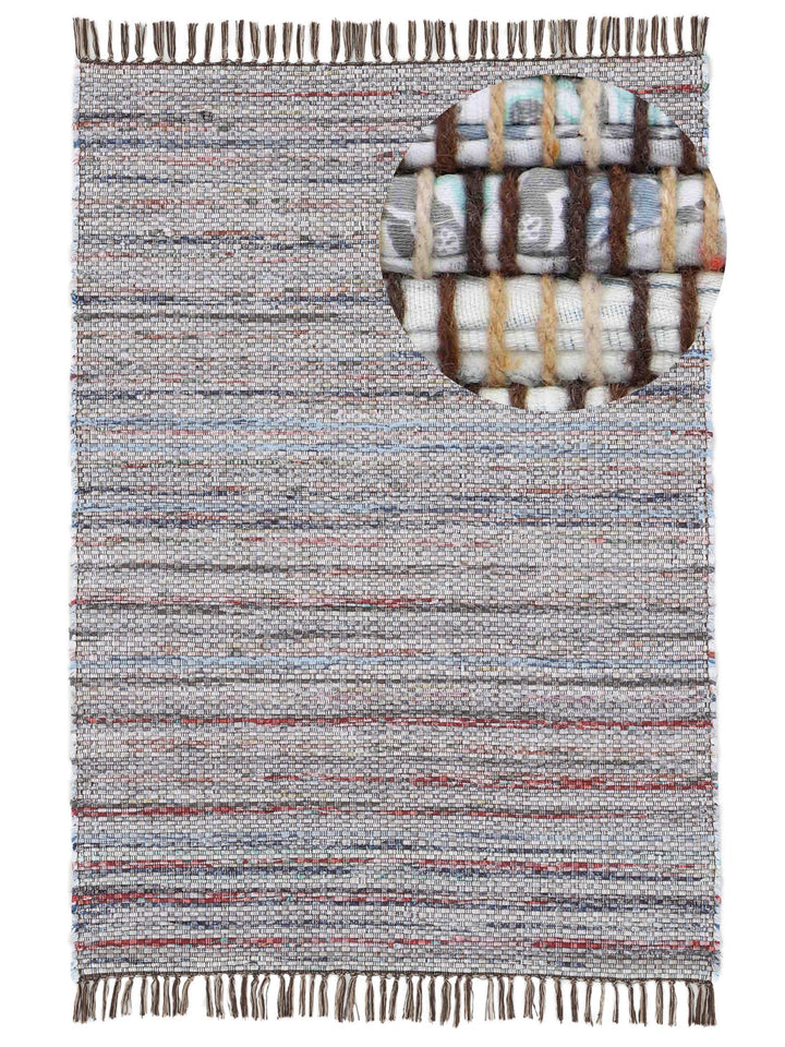carpetfine Flachgewebeteppich Kelim Chindi Braun 60x110 cm | Moderner Teppich für Wohn- und Schlafzi
