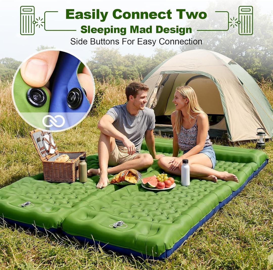 JATEKA Isomatte Camping, 12CM Dicker Aufblasbare Isomatte Mit Kissen & Fusspumpe, 83CM Breiter Outdo