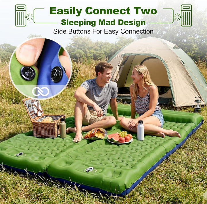 JATEKA Isomatte Camping, 12CM Dicker Aufblasbare Isomatte Mit Kissen & Fusspumpe, 83CM Breiter Outdo