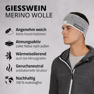 GIESSWEIN Ski Austria Headband Weisshorn - Merino Stirnband Damen Winter gefüttert, Fleece Stirnband