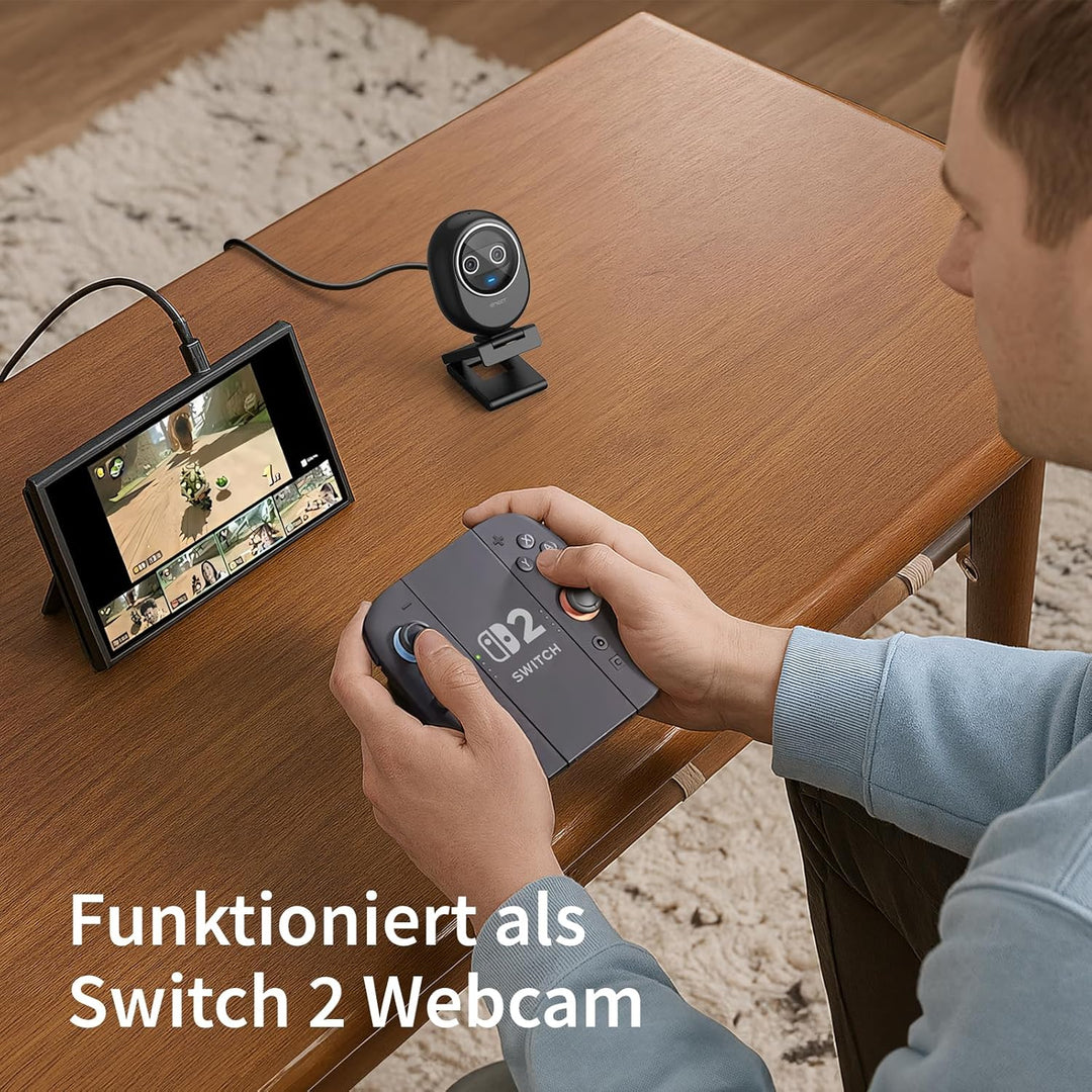 EMEET Piko+ Webcam 4K, Weltweit Erste KI-gestützte 4K Webcam mit Dual-Kamera und KI-Autofokus, mit 1