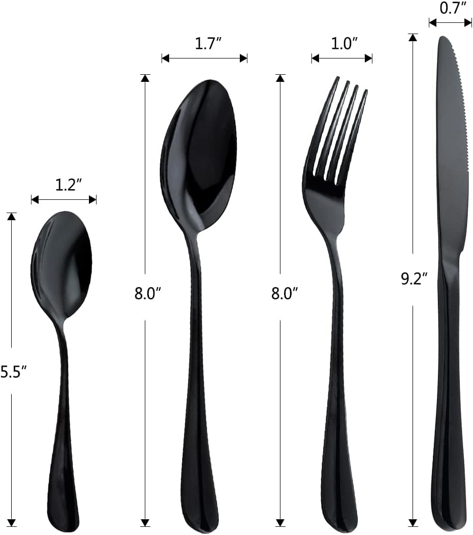 OBR KING Besteck Schwarz 16-teilig Besteckset aus 18/0 Edelstahl, Bestecksets einschliesslich Messer