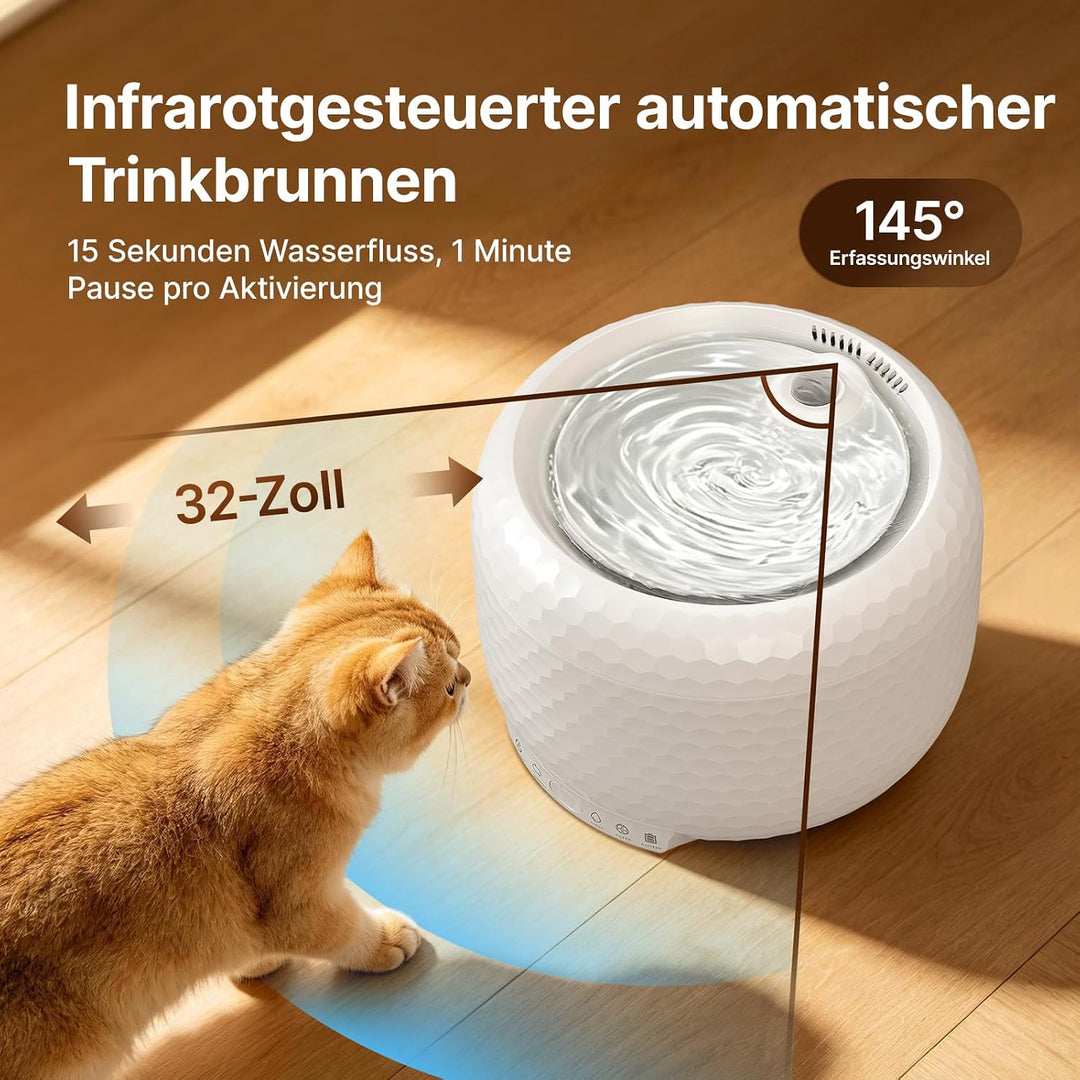 1.8L Kabellose Katzenbrunnen mit 5200mAh Akku, kabelloser Haustierbrunnen mit extrem leiser Pumpe, 2