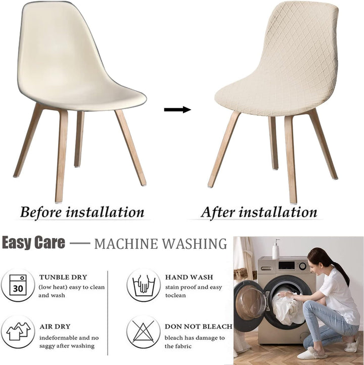 JUNZHE Muschelstuhlhussen Retro-Stuhlhussen Stretch Spandex Druck Lounge Eckstuhl Schutz für Esszimm