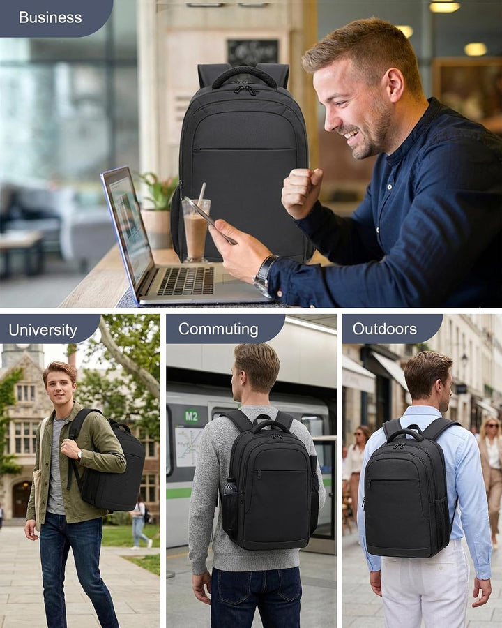 Rucksack Herren Arbeit, 15,6 Zoll Business Laptop Rucksack Damen, Schwarz | Arbeitsrucksack mit voll