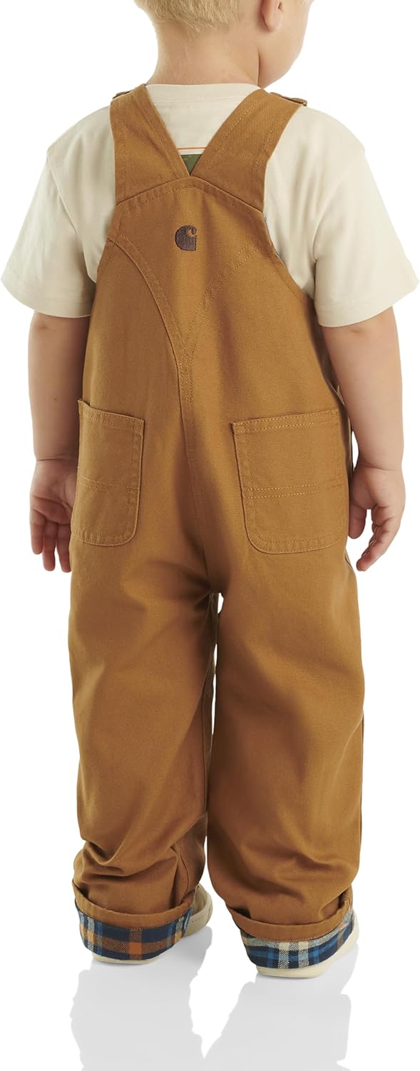 Carhartt Baby Boys' Canvas Overall Flannel Lined, Brown, 24 Months