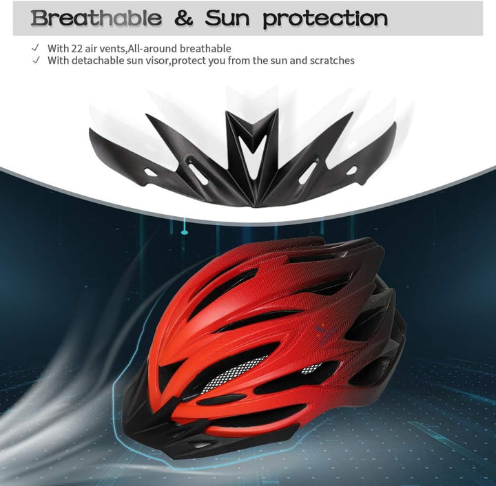 ioutdoor Premium Fahrradhelm, CE CPSC Zertifikat, Radhelm mit Abnehmbarer Sonnenblende und Insektenn
