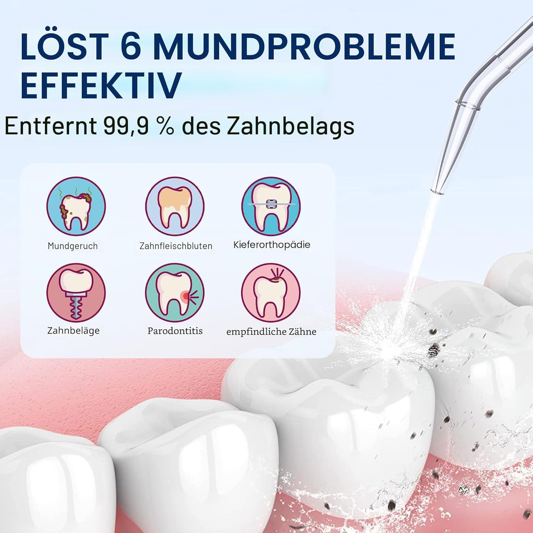 Munddusche Kabellos Elektrischer Zahnreiniger 350ML Wassertank Munddusche, 6 Multifunktionale Jet-Ti