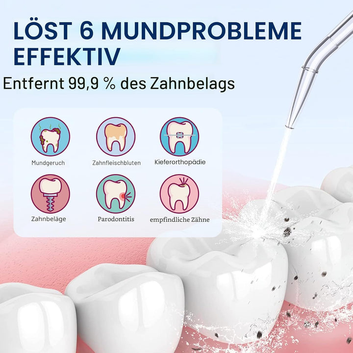 Munddusche Kabellos Elektrischer Zahnreiniger 350ML Wassertank Munddusche, 6 Multifunktionale Jet-Ti