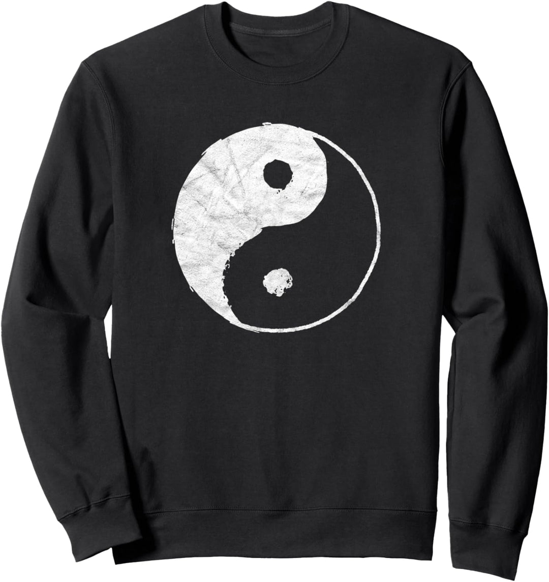 Vintage White Yin Yang Eighties Minimalist Graphic Sweatshirt