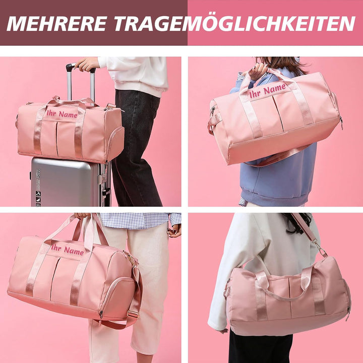 Personalisierte bestickte Sporttasche mit Nass- und Trockenfächern und Schuhfachd Wochenend-Camping-