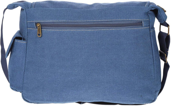 Christian Wippermann grosse XL Herren Damen Tasche Umhängetasche Canvas Messenger Bag Blau, Blau