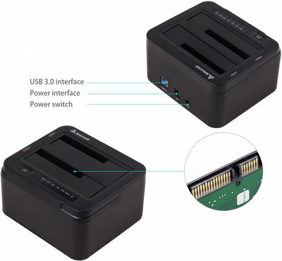 Salcar USB 3.0 Offline Klon Dockingstation mit 2 Einschüben optimiert für HDD/SSD Festplatte 2,5 und