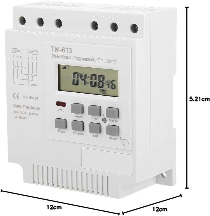 DEWIN Programmierbares Zeitrelais,TM-163 Dreiphasiger 380V Smart Digital Wochenprogrammschalter