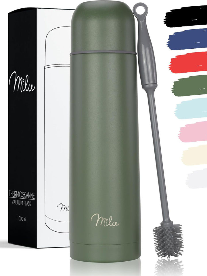 Milu Thermosflasche Thermoskanne Isolierflasche 1L, 750ml, 500ml - Isolierte Edelstahl Trinkflasche,