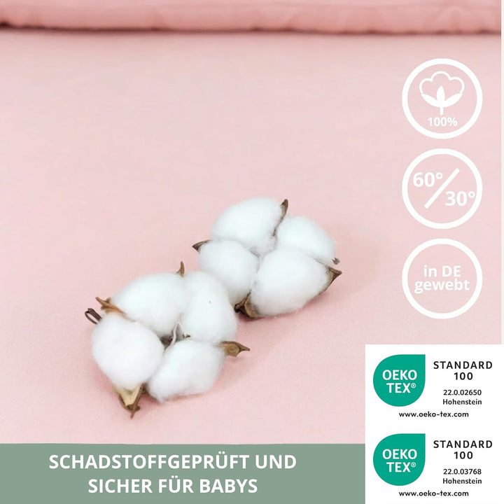 Wickelaufsatz Set für IKEA HEMNES – mit Aufsatz, Wickelauflage & Umrandung aus 100% Baumwolle (Blush