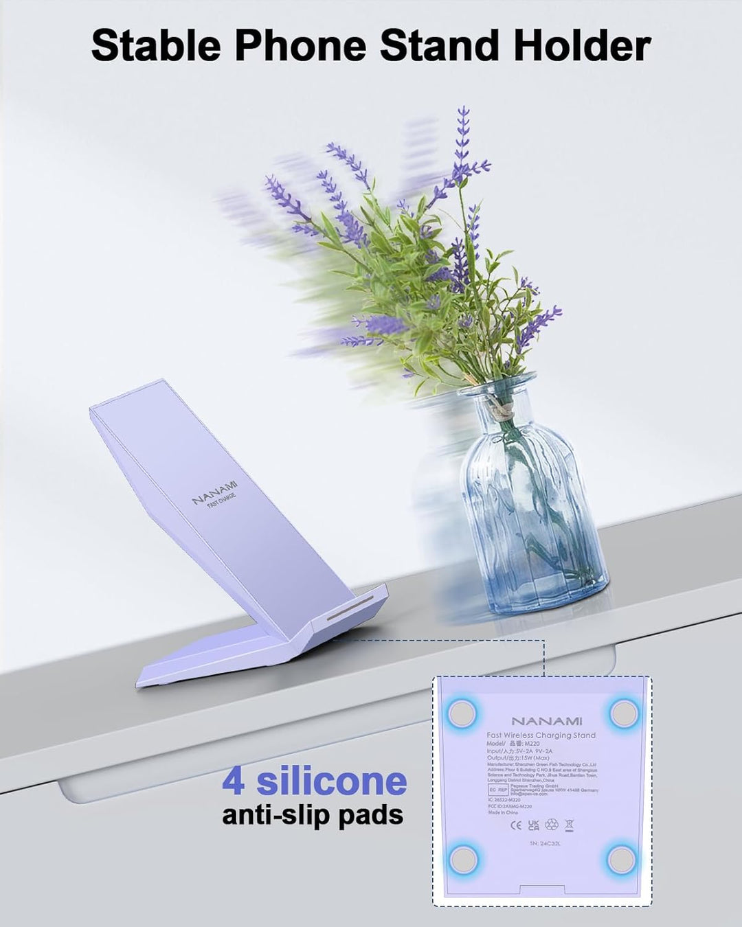 Fast Wireless Charger,NANAMI kabelloses Ladegerät (mit USB C ladegerät 20W PD Adapter) für Apple iPh