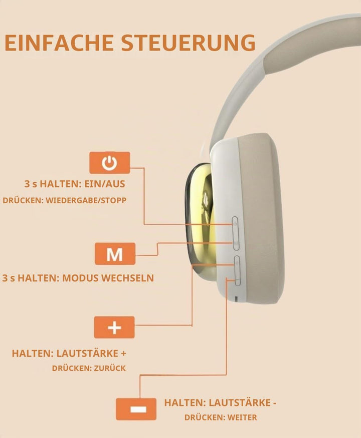 Kabellose Bluetooth-Kopfhörer, Stereo-Sound, starker Bass und lange Akkulaufzeit, kabellose Bluetoot