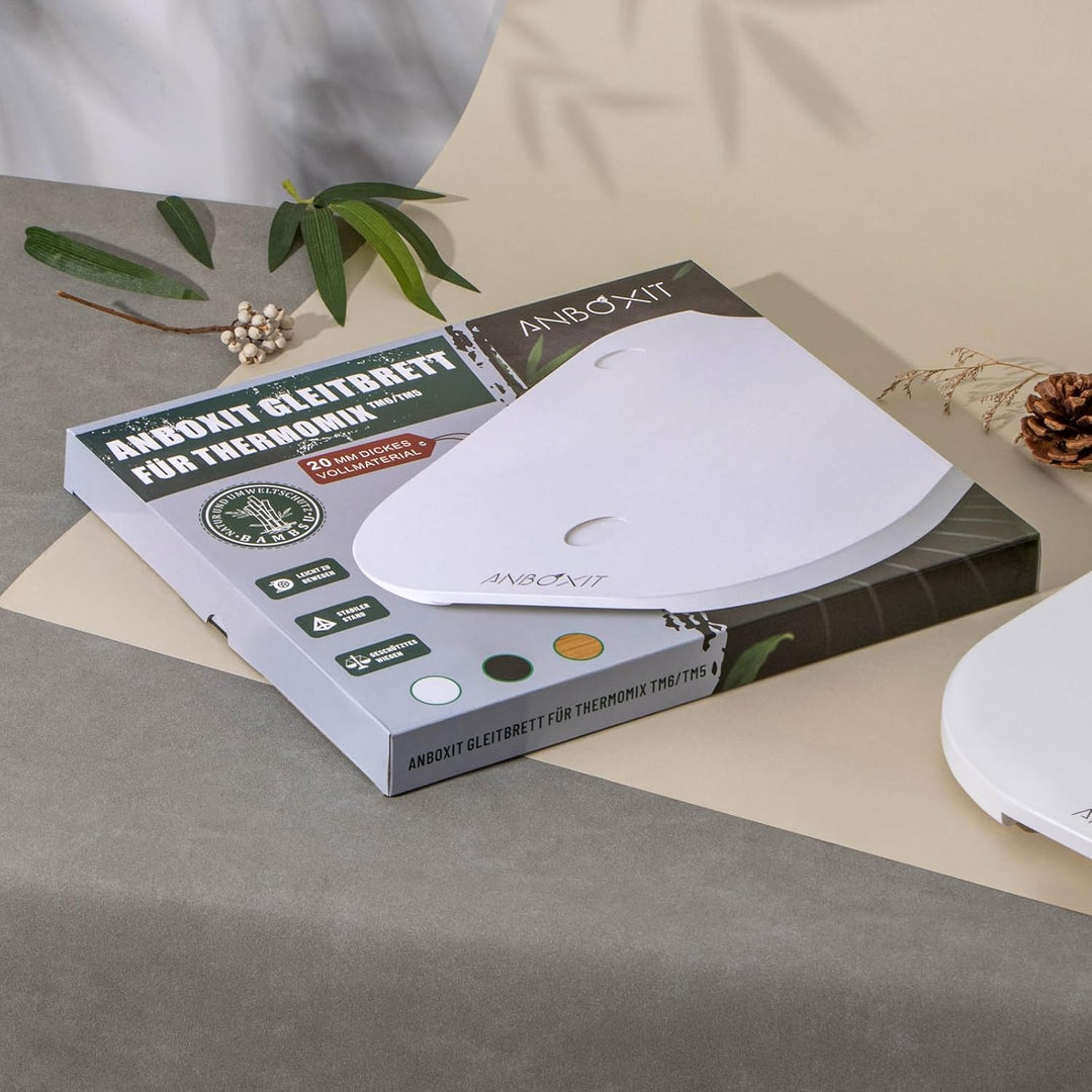 ANBOXIT Gleitbrett für Thermomix TM6/TM5, Brett für Thermomix mit Rollen, Leicht Gleitendes Bambus R