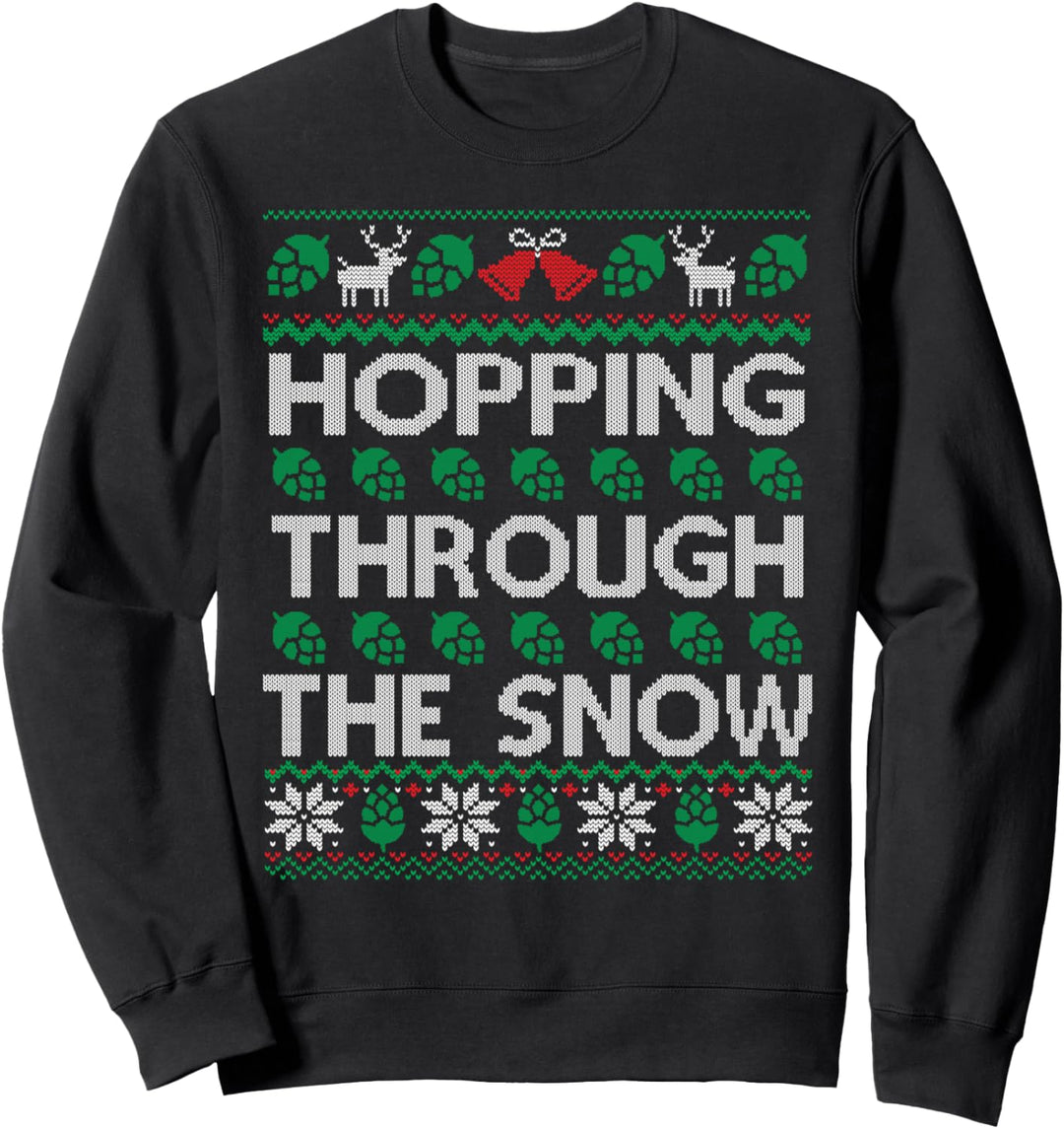 Hopping Through The Snow | Craft Beer Hässliche Weihnachten Sweatshirt