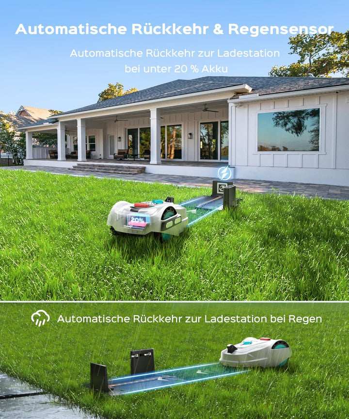M800Plus Mähroboter ohne Begrenzungskabel, 800 m², GPS Positionierung+KI Vision Rasenmäher Roboter o