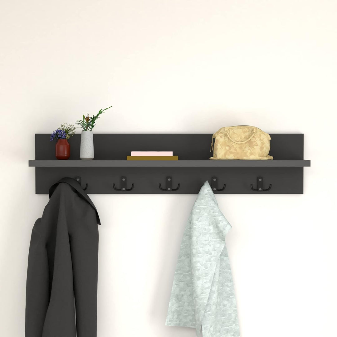 [en.casa] Wandgarderobe Hammarö mit 10 Garderobenhaken Anthrazit Garderobenleiste Flurgarderobe mit