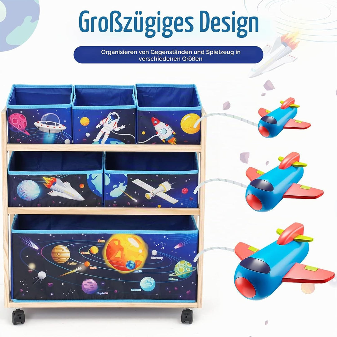 Spielzeugregal Kinderzimmer, Kinderregal Mit 6 Boxen 3-Stöckiges Spielzeug-Organizer, Spielzeugkiste