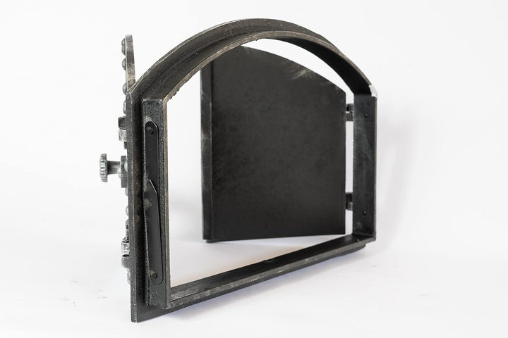 SEZAM doppelte Backofentür aus Gusseisen mit Türriegel, Nietenoptik, Pizzaofentür - Brotofen - Stein