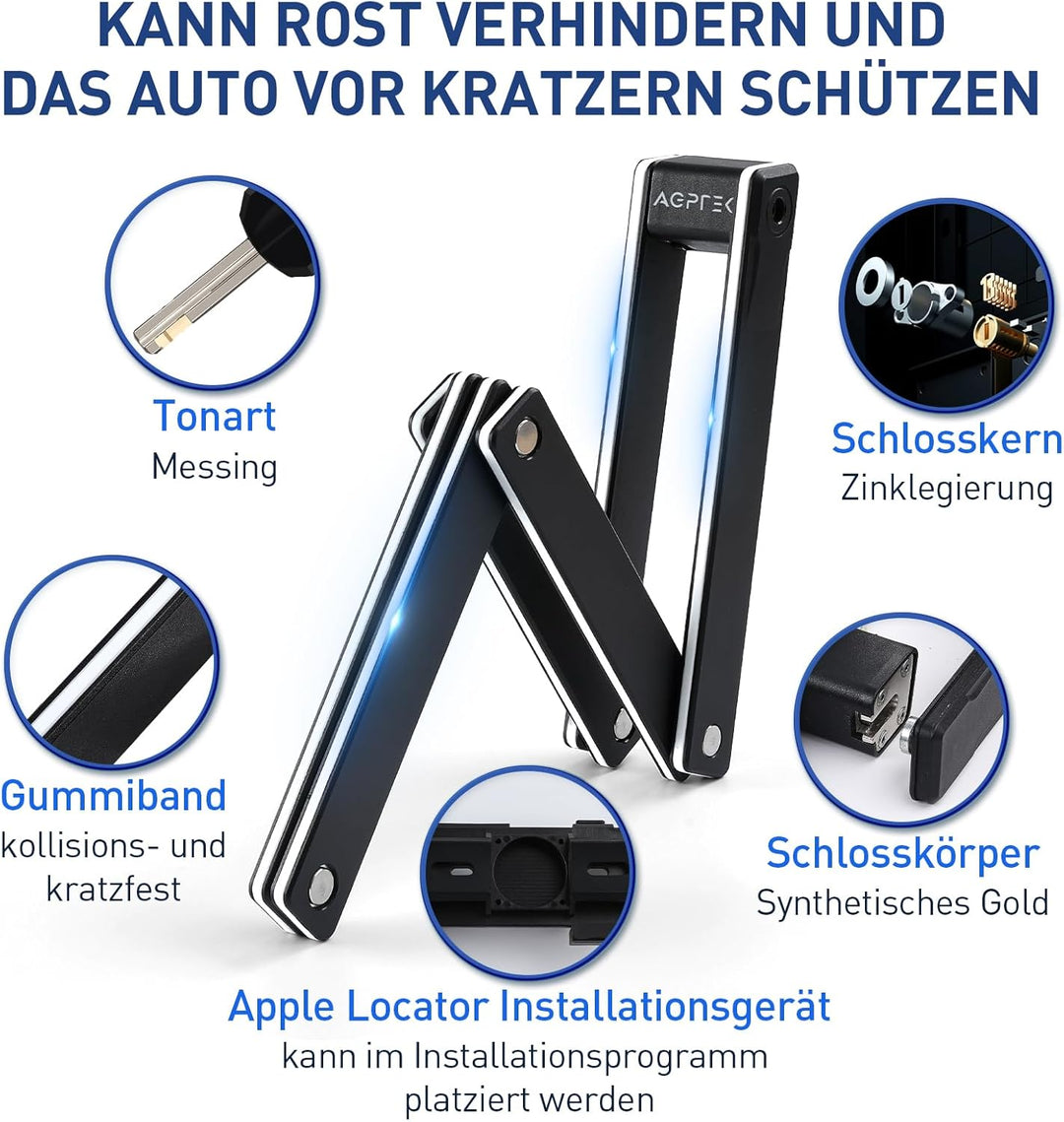 AGPTEK Faltschloss Fahrrad 100cm, Fahrradschloss mit Rostfrei Schlosskern und Antirutsch-Gummiband,
